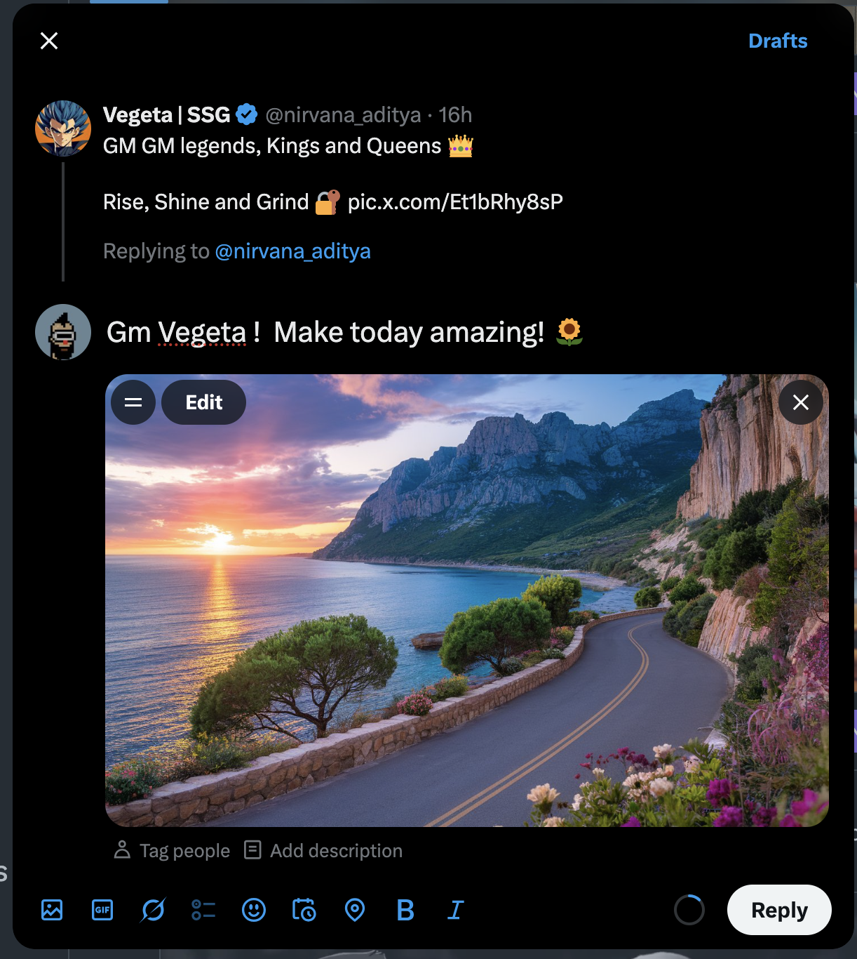 Good Morning greeting with image